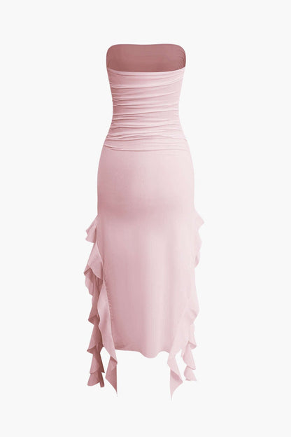 Vrouwelijke Jurk Maxikleed met Volant Elegante Stijl