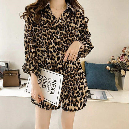 Dames Blouse Lange Mouw Panterprint Moderne Stijl - StudioMarella
