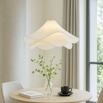 Etherule Bloem Hanglamp Stof Metaal Beige Eetkamer Hanglamp Gelaagd Design Sfeerverlichting Moderne Hanglamp