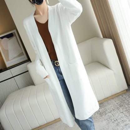 Dames Gebreide Vest Lange Stijl Trendy Kleding