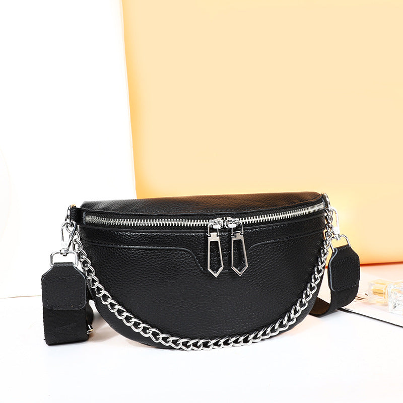 Leren Crossbody Tas voor Dames met Ketting Sluiting