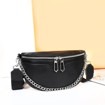 Leren Crossbody Tas voor Dames met Ketting Sluiting