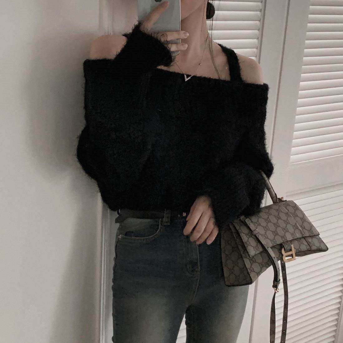 Dames Trui Off-shoulder Gebreid Stijlvol