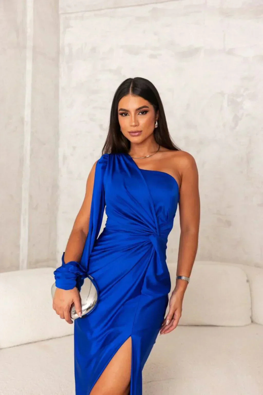 Elegante Maxi Jurk voor Bruiloft met Een Schouder en Split
