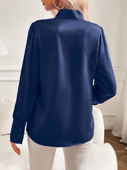 Dames Blouse Satijnen Met Strik en Lange Mouwen Elegance