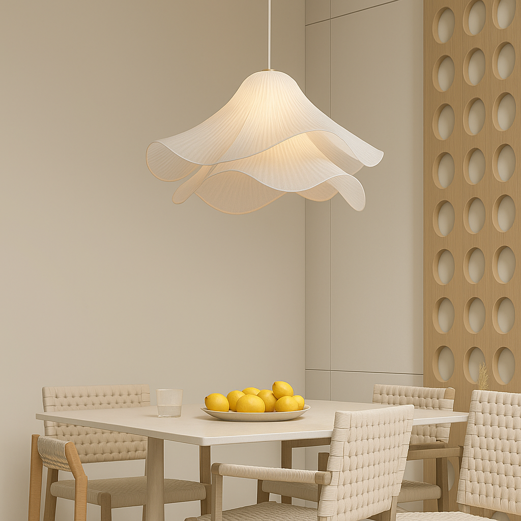 Etherule Bloem Hanglamp Stof Metaal Beige Eetkamer Hanglamp Gelaagd Design Sfeerverlichting Moderne Hanglamp