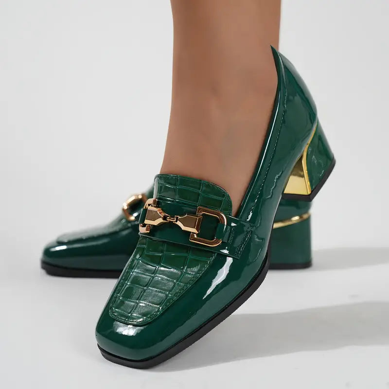 Dames Loafers met Hoge Hak Comfortabele Leer Schoenen