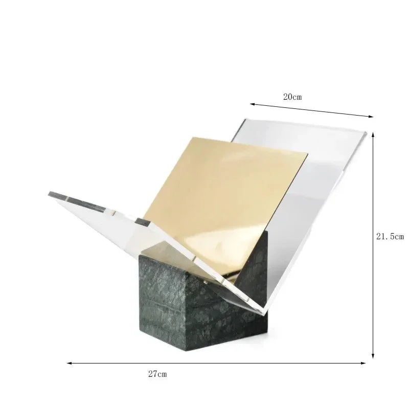 Tijdschriftenhouder Marmer Acryl 27cm Bureau Organizer Opbergrek Modern Kantoor