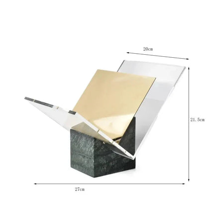 Tijdschriftenhouder Marmer Acryl 27cm Bureau Organizer Opbergrek Modern Kantoor