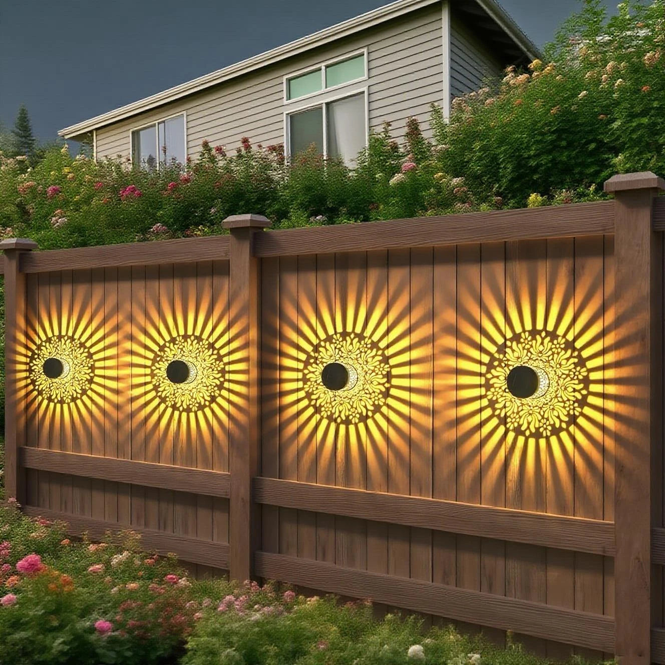 Solarwandlamp Set Pioenroos Schaduwspel Tuinverlichting Ijzeren Wanddecoratie Buitenlamp Draadloos Zelfklevend – 2 Stuks