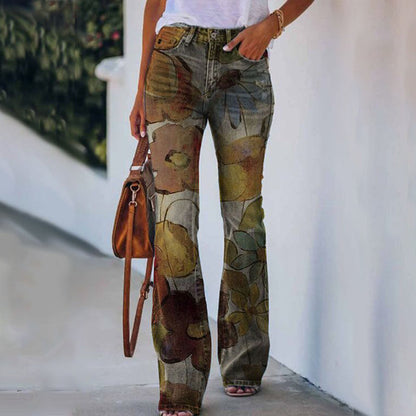 Hoge Taille Jeans Dames 4 Knopen Flare Model