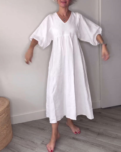 Vrouwelijke V-Hals Jurk Casual Stijl