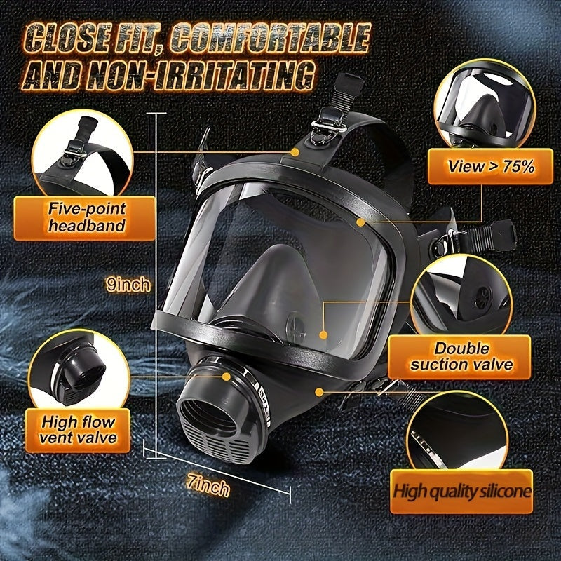 Volgelaatsgasmasker met 40mm Actief Koolfilter voor Optimale Bescherming tegen Chemische Stoffen en Stof