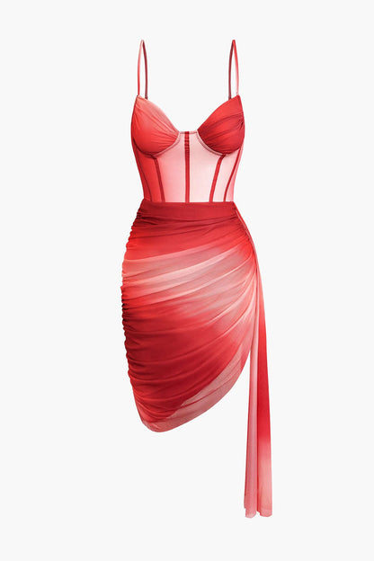 Vrouwelijke Jurk met Mesh en Asymmetrische Rok Glamour Design - StudioMarella