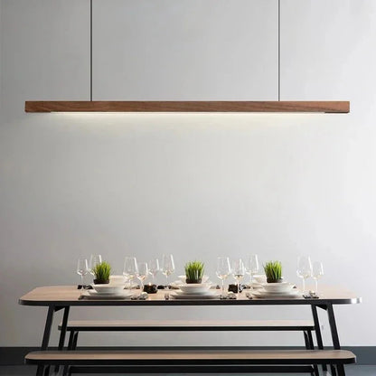 Hanglamp Hout LED Lineair Dimbaar 80cm 120cm 150cm Eettafel Keuken Woonkamer