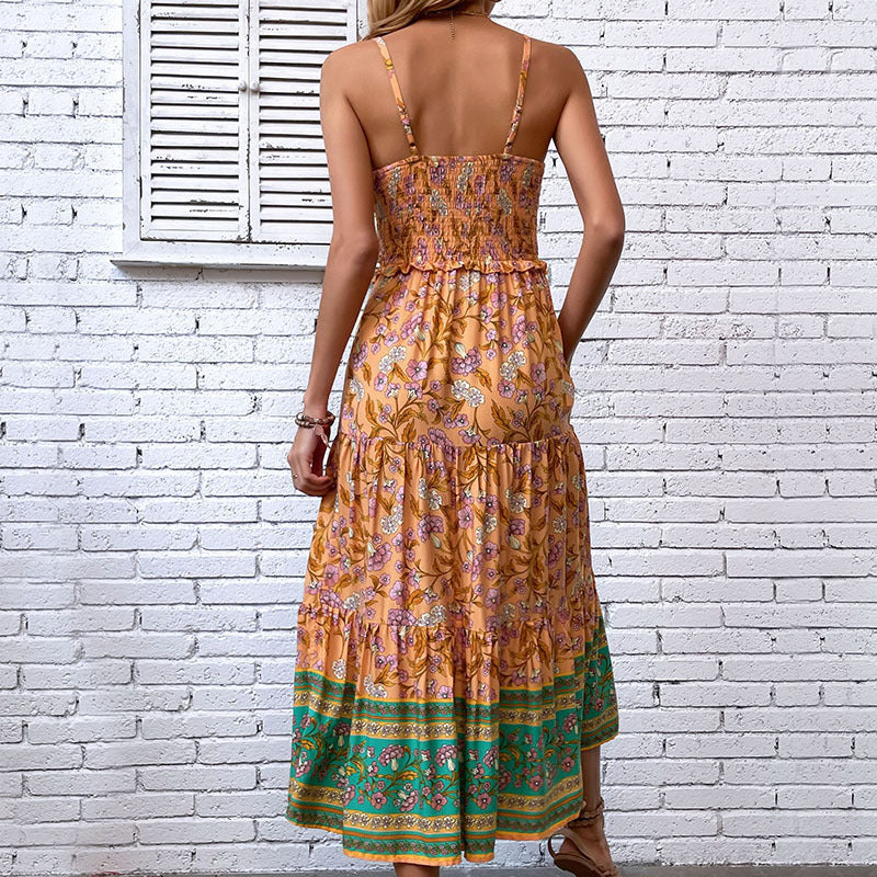 Vrouwelijke Zomerjurk Boheemse Stijl met Ruches
