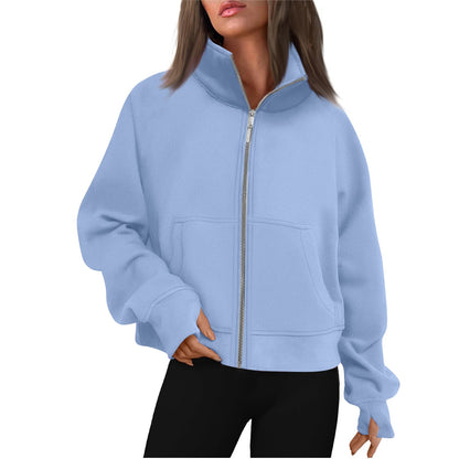 Dames Vest Rits Hoge Kraag Basic Trendy Grijs
