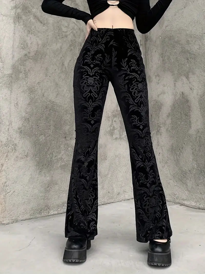 Dame Broek Hoge Taille Bloemenprint Gothiek Stijl - StudioMarella