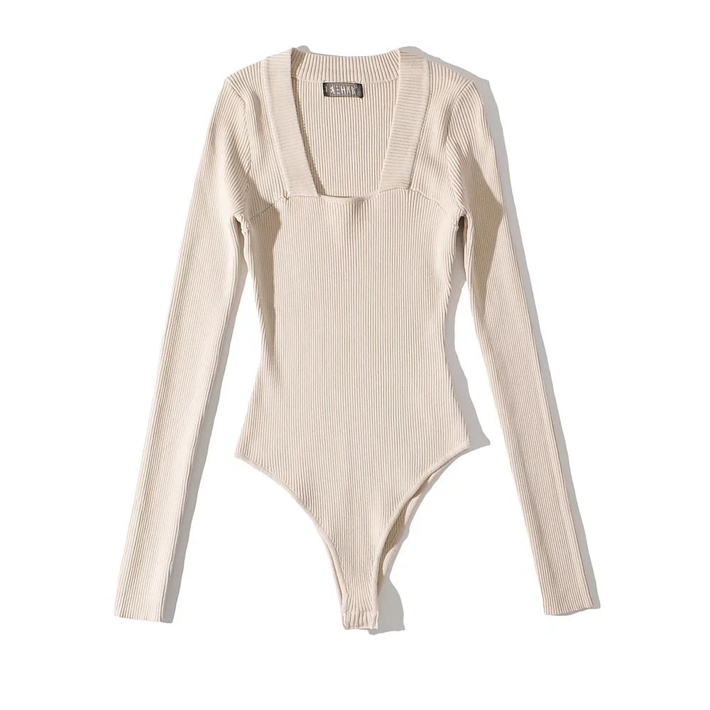 Dames Body Retro met Vierkant Halslijn en Geribde Pasvorm