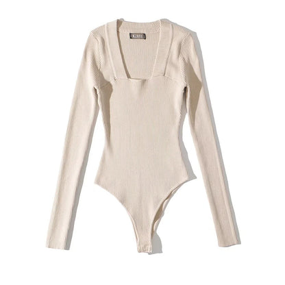 Dames Body Retro met Vierkant Halslijn en Geribde Pasvorm