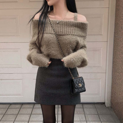 Dames Trui Off-shoulder Gebreid Stijlvol