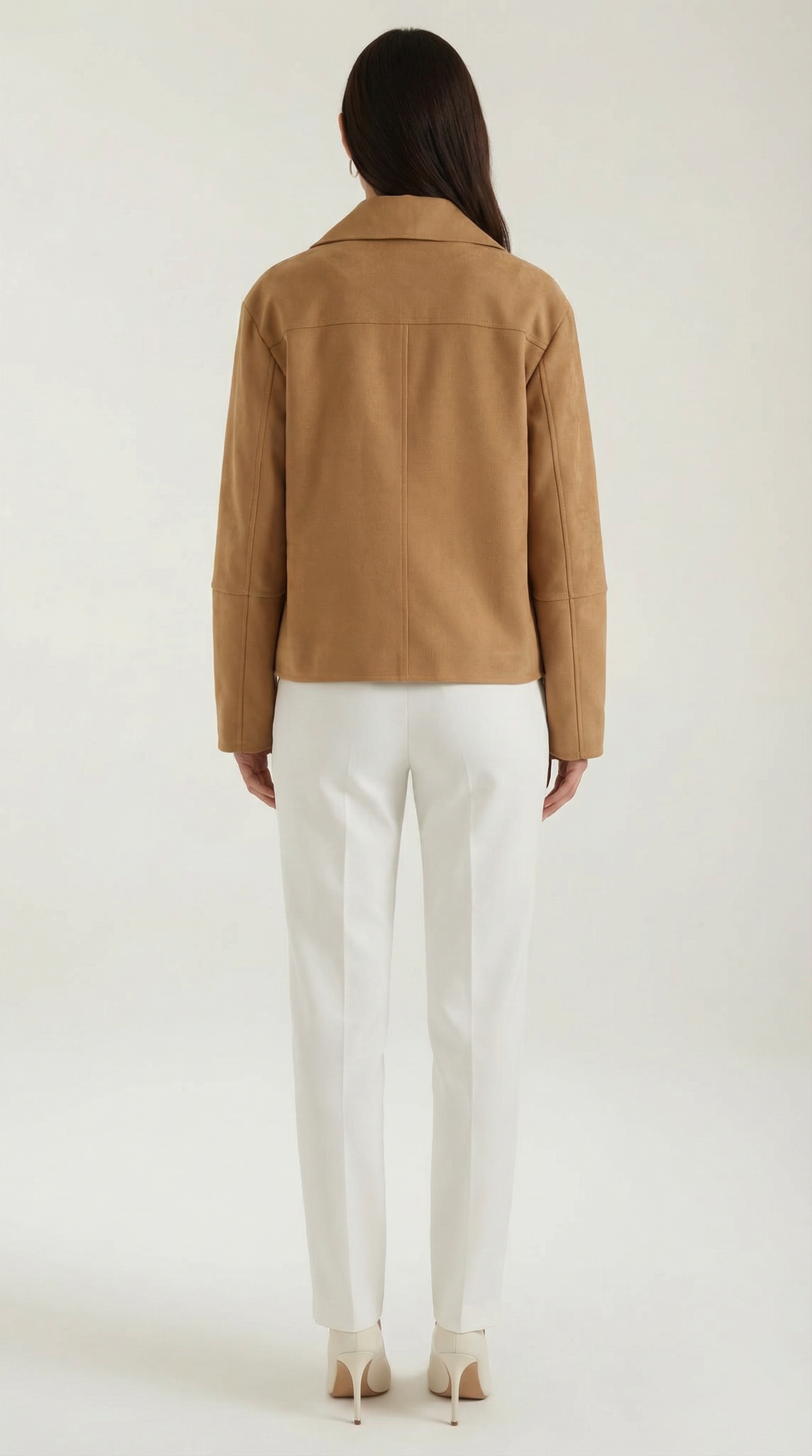 Korte Casual Jacke Met Knopen Leerlook
