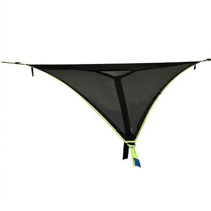 Driehoekige Hangende Camping Relaxmat voor Meerdere Personen – Luchtbed voor 3 Punten met Bevestigingsset 280x280 of 400x400 cm Groen Zwart