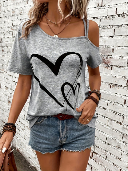 Vrouwelijk T-shirt Off Shoulder Zomerse Look