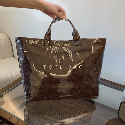 Leren Tote Bag Amber Kleur Luxe Lakleer