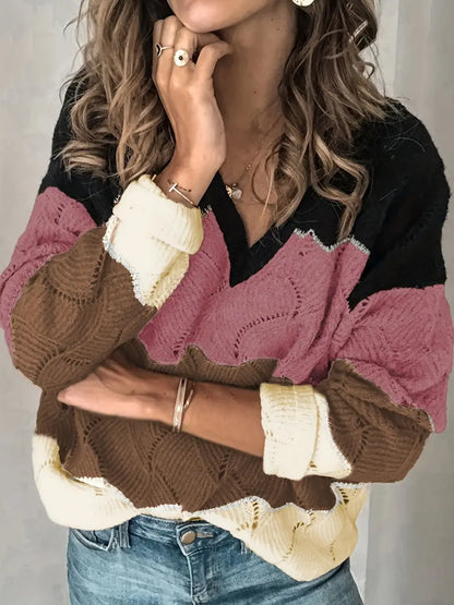 V-hals Trui Vrouw Zacht Comfortabel Stijlvol