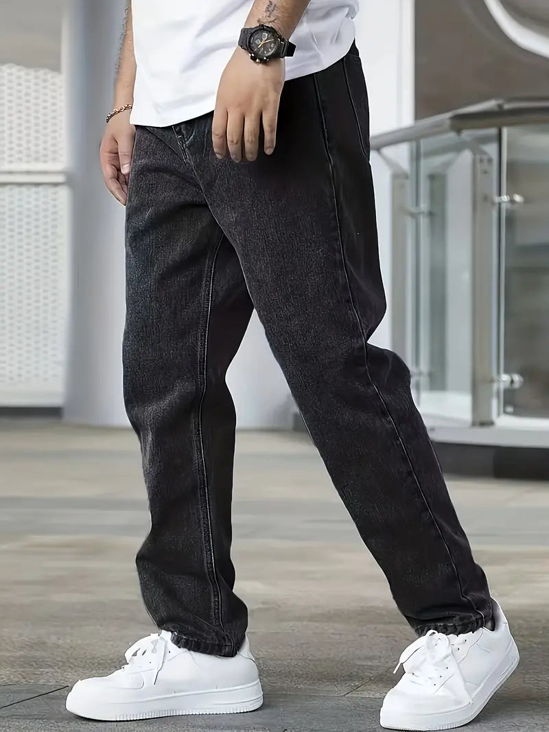 Heren Jeans Broek Losse Zittende Pasvorm Comfortabel