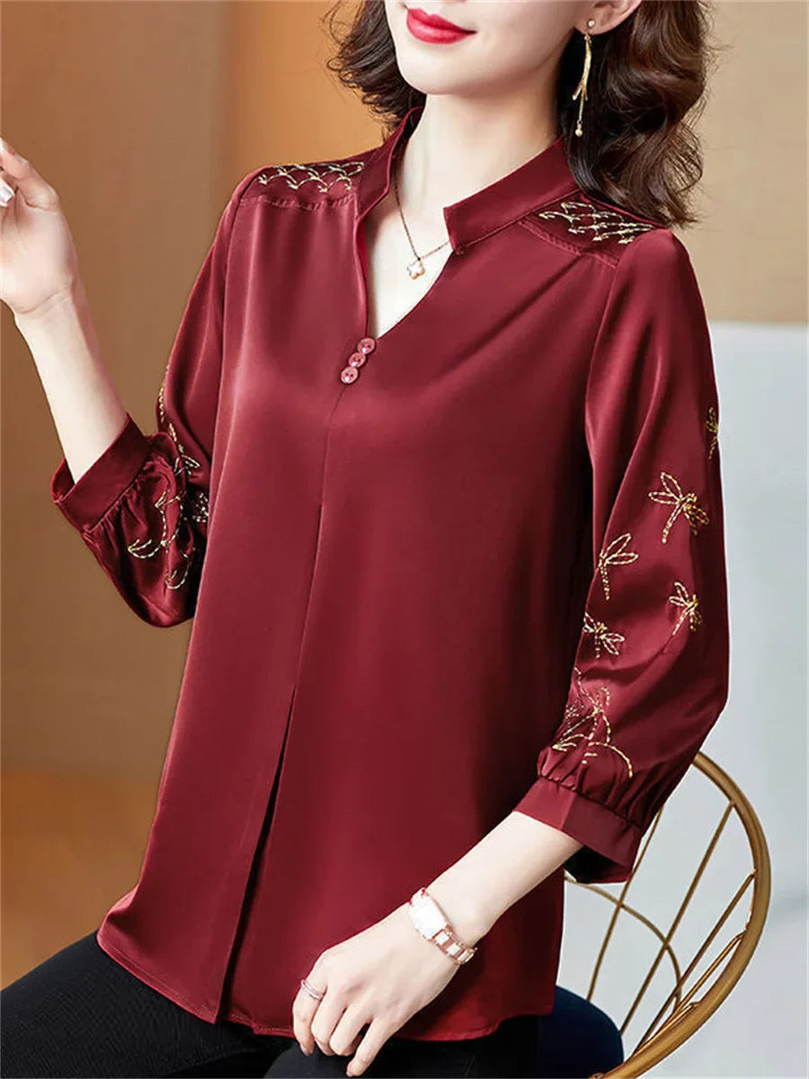 Vrouwelijke Lange Mouw Blouse Casual Stijl