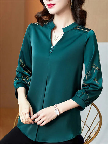 Vrouwelijke Lange Mouw Blouse Casual Stijl