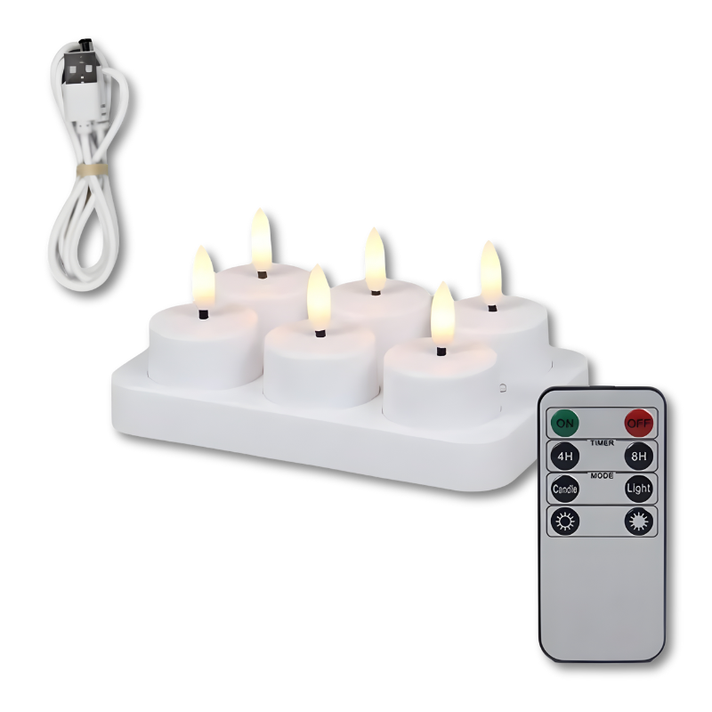 Oplaadbare LED Kaarsen met Afstandsbediening & Timer – Flikkerend Licht
