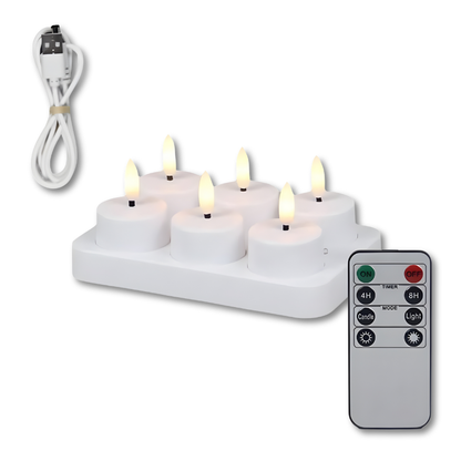 Oplaadbare LED Kaarsen met Afstandsbediening & Timer – Flikkerend Licht