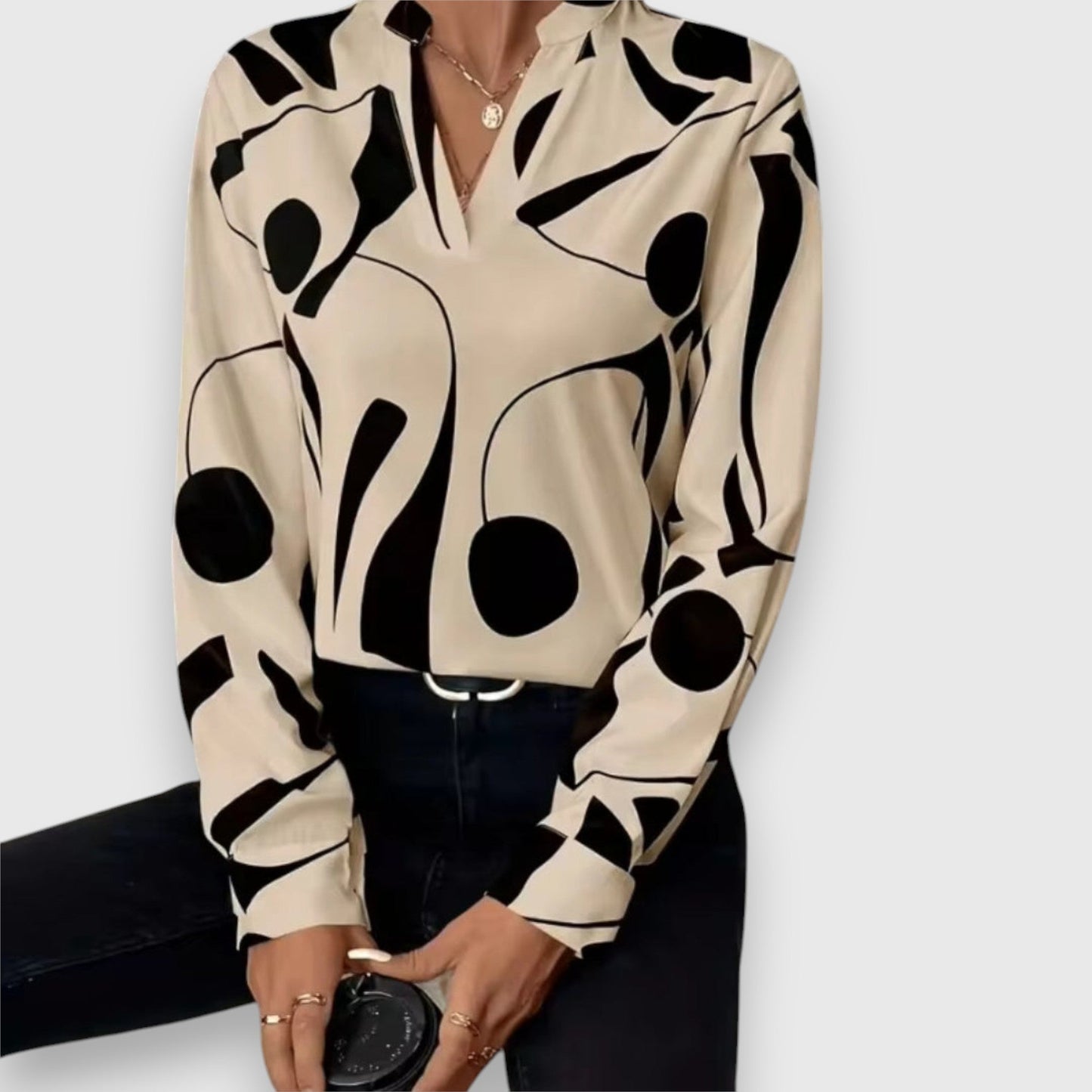 Dames Blouse Met Grafisch Patroon Comfortabele Pasvorm