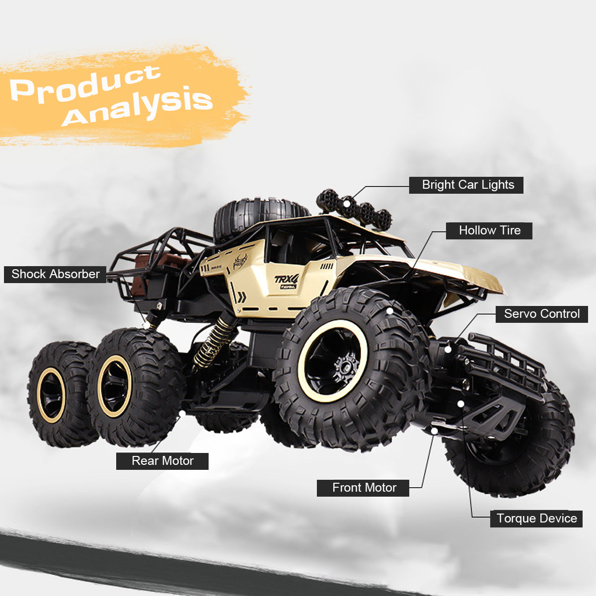 RC Monster Truck 6-Wiels Offroad met 2.4 GHz Afstandsbediening – Snelheid tot 52 km/u – Inclusief 2 Accu's voor Kinderen en RC-Fans