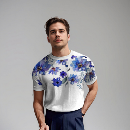 Heren Shirt Korte Mouwen Florale Zomerstijl