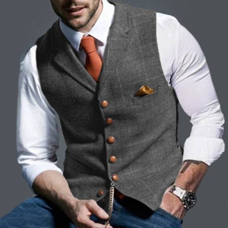 Gilet Heren Geruit Elegant Modern Design