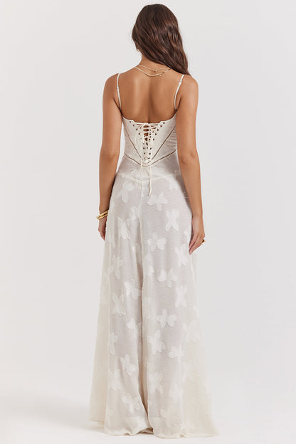Elegante Maxi Jurk Geborduurd voor Vrouw