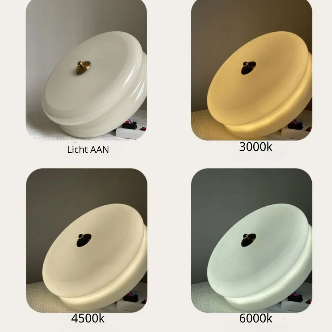 LED plafondlamp glas metaal crème 13 cm slaapkamer woonkamer art deco plafondverlichting rond warm licht neutraal licht wit licht
