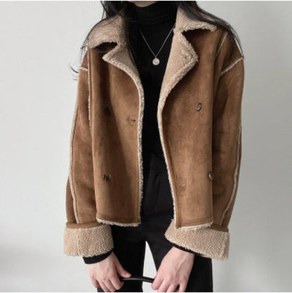 Dames Leren Jas Teddy Shearling Warm en Stijlvol