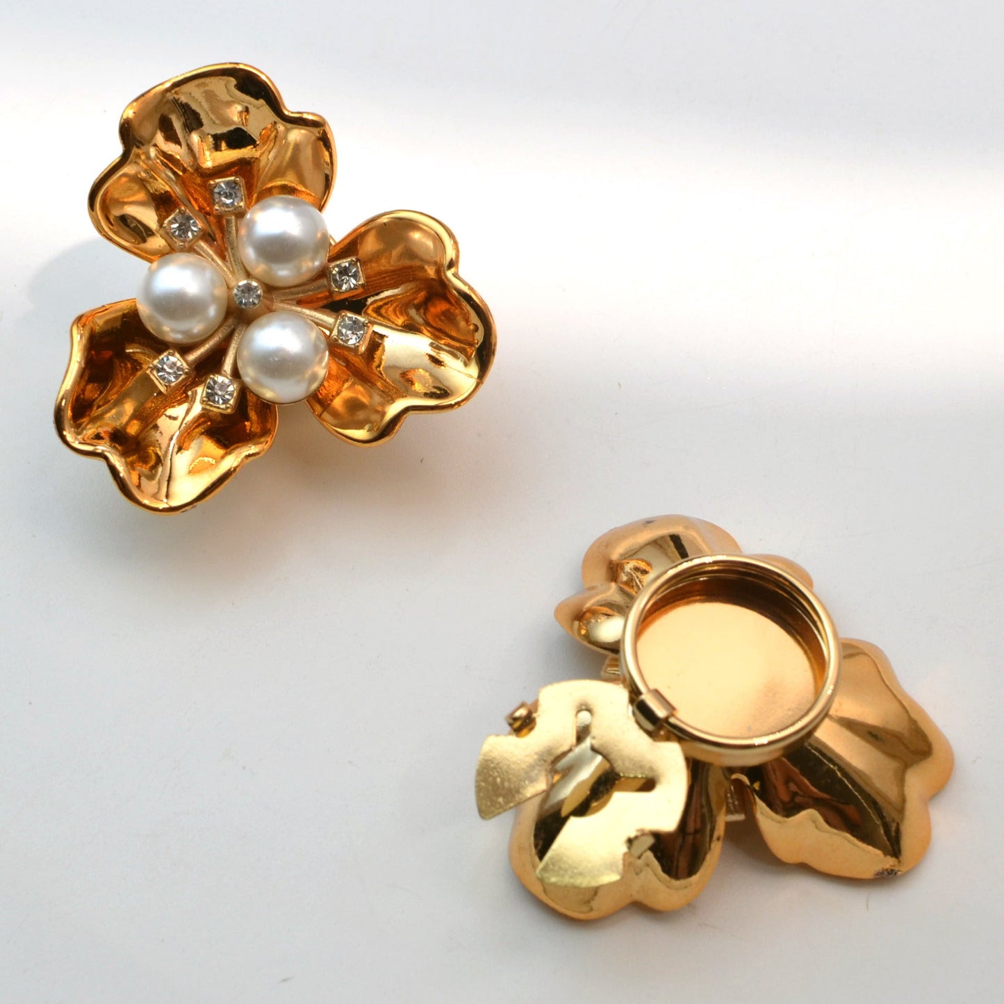 Dames Manchetknopen Zilveren Parel Bloem Design