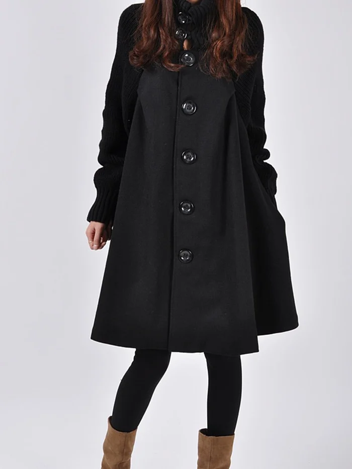 Lange Oversized Jas Zwart voor Vrouw
