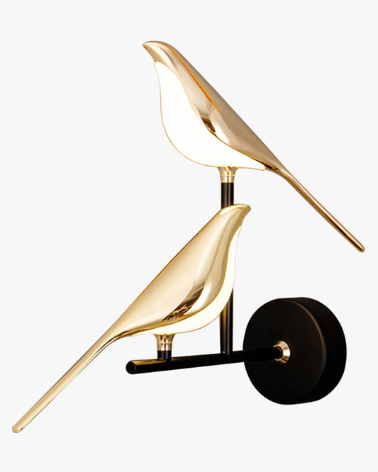 Wandlamp Vogel Goud Zwart Metaal LED Warm Wit Slaapkamer Hal Decoratief