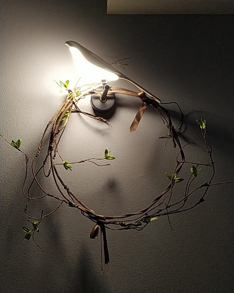 Wandlamp Vogel Goud Zwart Metaal LED Warm Wit Slaapkamer Hal Decoratief