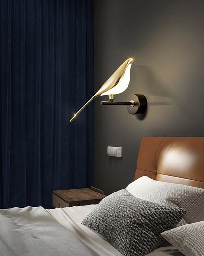 Wandlamp Vogel Goud Zwart Metaal LED Warm Wit Slaapkamer Hal Decoratief