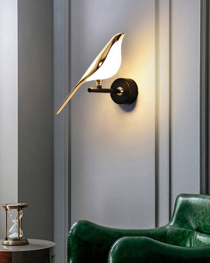 Wandlamp Vogel Goud Zwart Metaal LED Warm Wit Slaapkamer Hal Decoratief