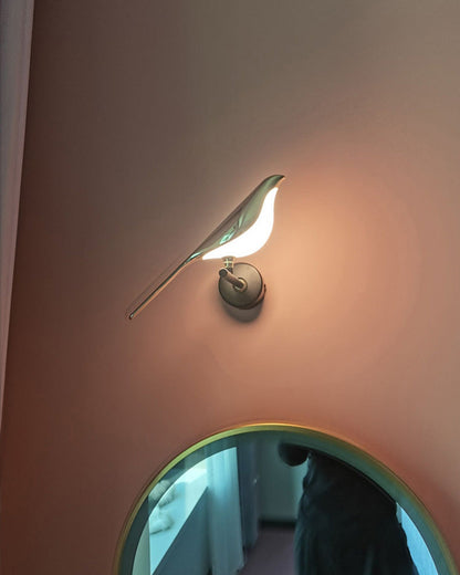 Wandlamp Vogel Goud Zwart Metaal LED Warm Wit Slaapkamer Hal Decoratief