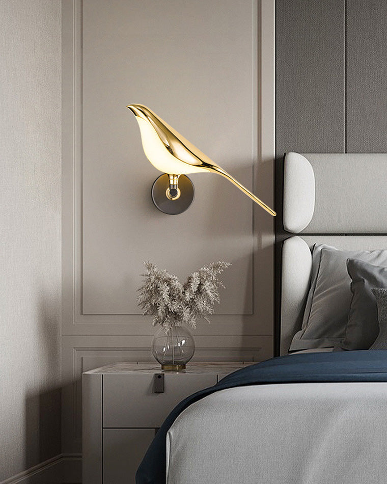 Wandlamp Vogel Goud Zwart Metaal LED Warm Wit Slaapkamer Hal Decoratief